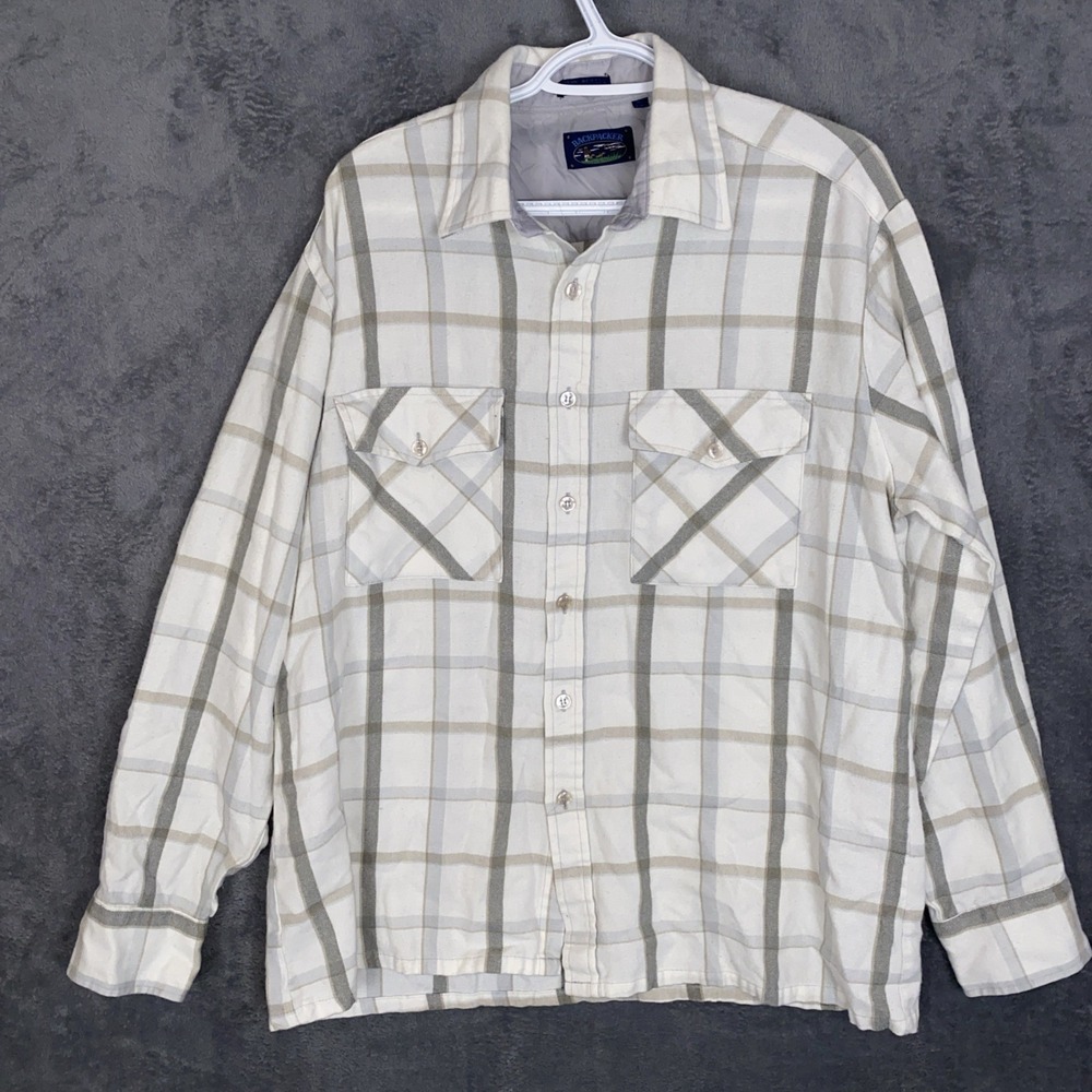 Men's L Vintage Backpacker Button Up Flannel Acrylic Made In Korea y2k skater